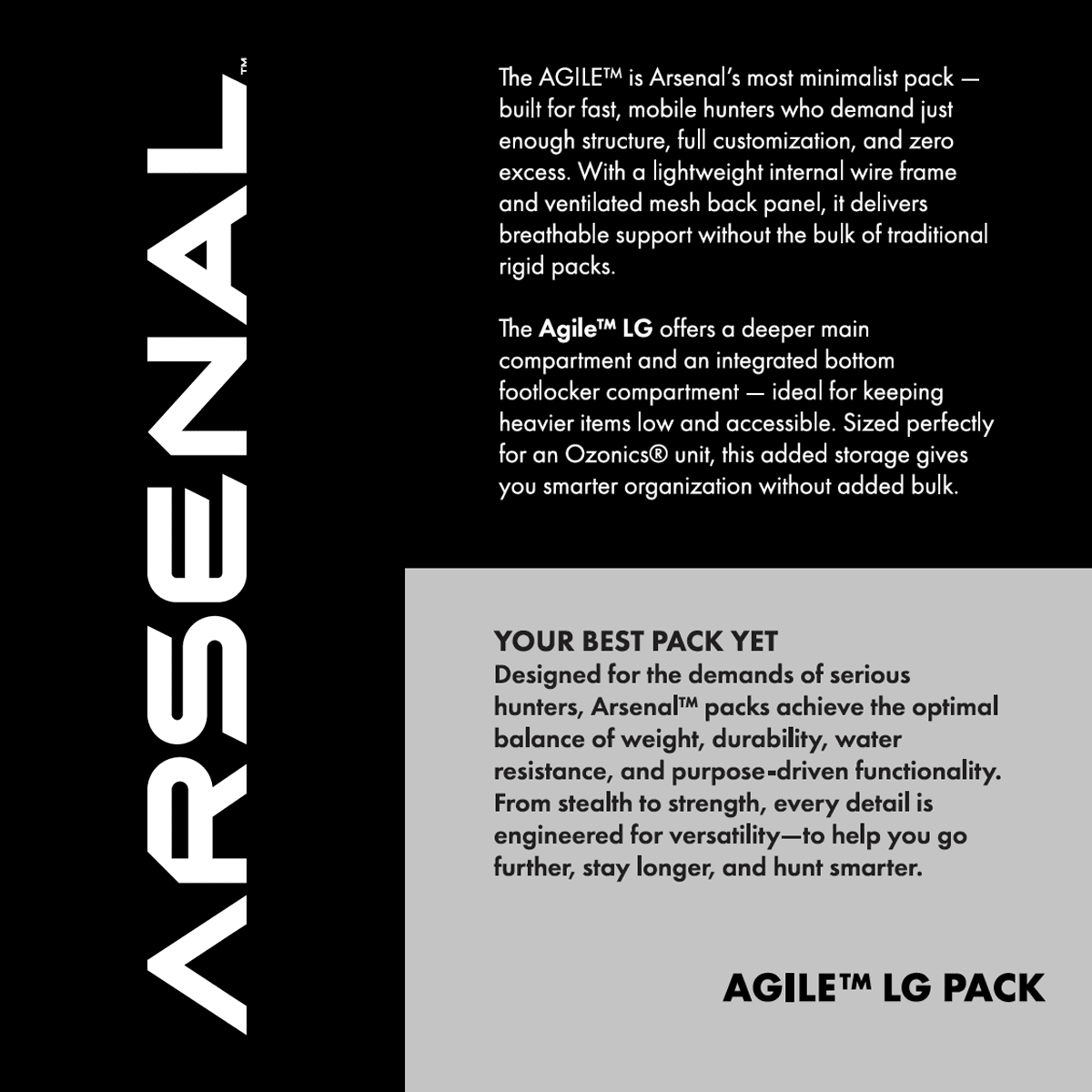 AGILE™ PACK [LG] - Hunt Arsenal - Hunting Backpack